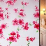ONEHOME Vinyl Frosted Window Self Adhesive Privacy Glass Film for Window Glass Office| Decorative Window Sticker Wallpaper Vinyl Sheet for Glass Door, Bathroom, Home, Window (Pink Flowers, 12x75)