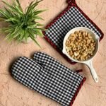 PIXEL HOME DECOR Oven Mitten (Oven Mitten with Pot Holder, White & Black)