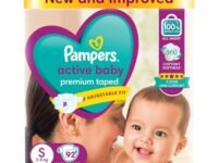 Pampers Active Baby Taped Diapers, Small size diapers, (S) 92 count, taped style custom fit