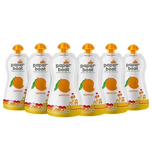 Paper Boat Aamras, Mango Fruit Juice, No Added Preservatives and Colours (Pack of 6, 200ml each)