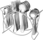 Parage 25 Pieces Stainless Steel Cutlery Set with Stand for Home & Kitchen (Contains: 6 Table Spoons, 6 Forks, 6 Tea Spoons, 6 Dinner Spoons, 1 Stand), Spoon Set, Dining Table Fancy, Silver