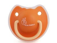 R for Rabbit Baby Tusky Pacifier Ultra Light Soft Silicone Nipple, Orthodontic Design, BPA-Free for Kids of 6 Months +|Large|Orange