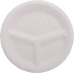 SANWALSA, Set of 25,10 inch Diameter, Off White, Paper Plates with 3 Section, Biodegradable, Eco Friendly, Leak Proof, One time Usage,Disposable