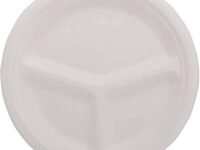 SANWALSA, Set of 25,10 inch Diameter, Off White, Paper Plates with 3 Section, Biodegradable, Eco Friendly, Leak Proof, One time Usage,Disposable