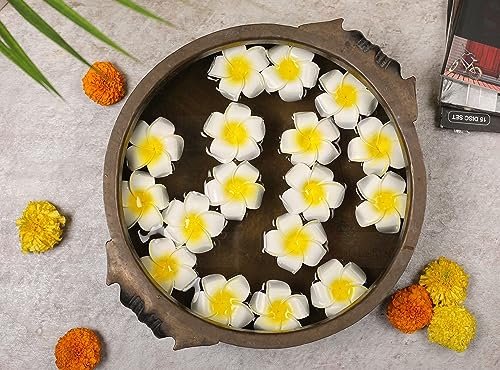 SATYAM KRAFT 12 Pcs Artificial Big Fake Foam Hawaii Beach Water Floating Flowers for Decoration, Pooja Thali, Festival & Events, Home, Table, Badroom,Room, DIY Craft (6 cm) (White)