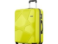 Safari Polypropylene (Pp) Pentagon Hardside Large Size 4 Wheel Check-in Luggage Suitcase Spinner Trolley Bags for Travel Green Lime Color 75Cm