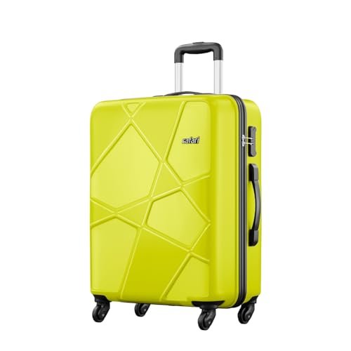 Safari Polypropylene (Pp) Pentagon Hardside Large Size 4 Wheel Check-in Luggage Suitcase Spinner Trolley Bags for Travel Green Lime Color 75Cm