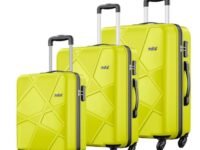 Safari Polypropylene (Pp) Pentagon Hardside Small, Medium & Large Size Cabin & Check-in Luggage Set of 3 Suitcase Spinner Trolley Bags for Travel Green Lime Color 55Cm, 66Cm & 75Cm