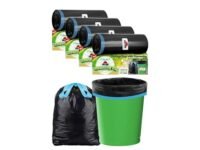 Shalimar Plastic Premium Drawstring Garbage Bags(Lavender Fragrance) Size 19 X 21 Inches(Medium)120 Count(4 Rolls) Dustbin Bag/Trash Bag-Black Color