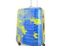 Skybags Trooper Large Size Abs Hardshell Luggage (75 Cm) | Printed Luggage Inline Trolley Bag with 4 Wheels and Resetable Combination Lock | Unisex, Blue, Yellow