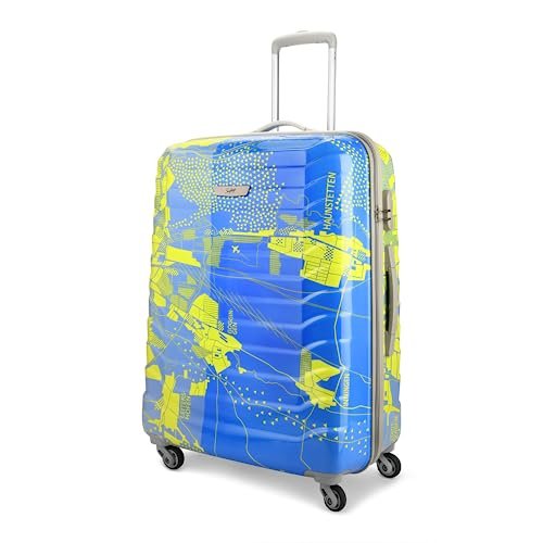 Skybags Trooper Large Size Abs Hardshell Luggage (75 Cm) | Printed Luggage Inline Trolley Bag with 4 Wheels and Resetable Combination Lock | Unisex, Blue, Yellow