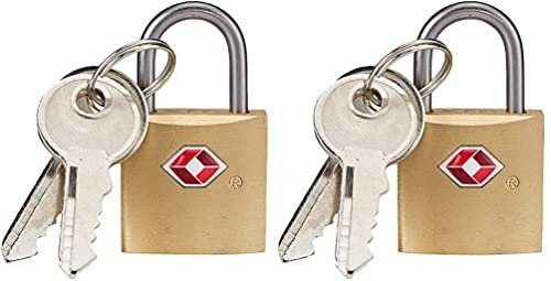 Skywalk TSA Approved Brass Padlocks with 2 Keys for Travel Luggage Suitcase Bag (Multicolour) - Set of 2