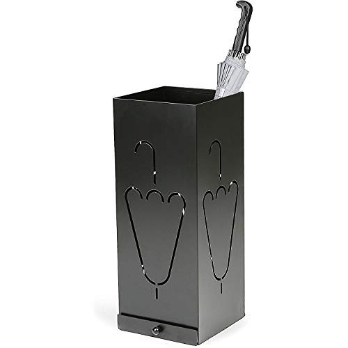 THE BESTSELLERS Laser Cut Metal Umbrella Stand With Removable Drip Tray (Black, 50 M, 20 Cm, 20 Cm)