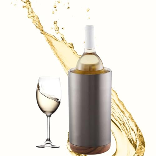 The Empty Space Premium Stainless Steel Double Wall Wine Cooler - Fits Most Standard Sized Bottles. Designed to Keep Bottles Colder for Longer, BPA-Free Designer Barware. Elegant Champagne Chiller