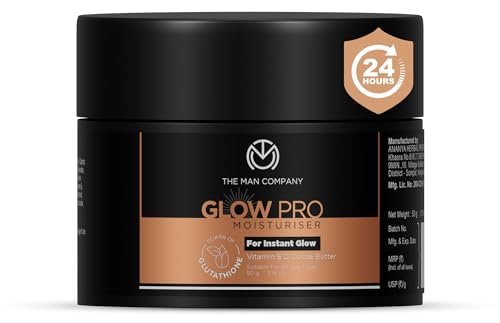 The Man Company Glow Pro Non-Sticky Daily Moisturizer for Face | Moisturizes, Hydrates with Glutathione, Vitamin E & Cocoa Butter | Face Moisturizer Cream for Men - 50 gm