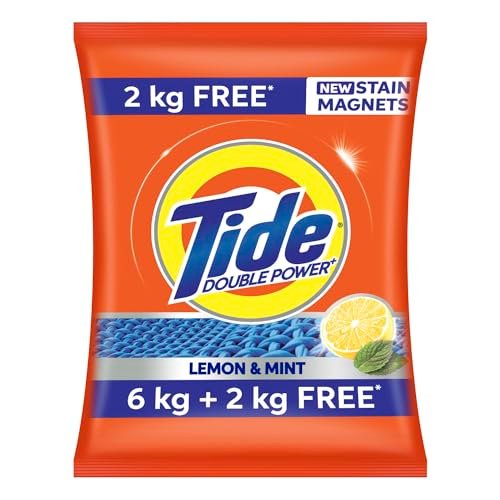 Tide Plus Detergent Washing Powder - 6kg+2kg free | Lemon & Mint Fragrance| Removes deep-seated Oil, Gravy, Tea Stains | 8kg, Pack of 1