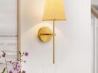 VRCT Wall Sconces, Retro Industrial Wall Lamps, Bathroom Vanity Sconces Wall Lighting with White Fabric Shade, Suitable for Bedroom Living Room Corridor Kitchen Pack of 1 Black Shade