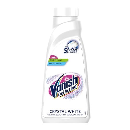 Vanish Crystal White 800 ml, Fabric Whitener | Detergent Add-On Liquid | Whites like new | Stain Remover | Chlorine Bleach Free | Suitable with all Washing Detergent Powders and Liquids