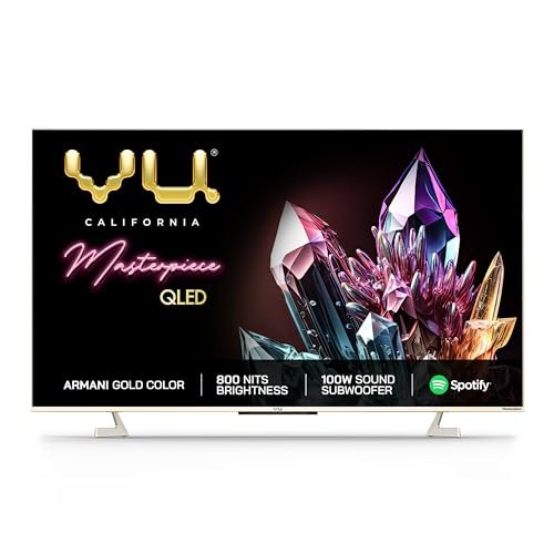 Vu 189 cm (75 inches) The Masterpiece Glo Series 4K Ultra HD Smart Android QLED TV 75QMP (Armani Gold) (2022 Model) | Built in 4.1 Speaker