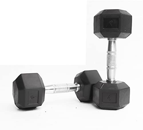 WATSON Rubber Coated Hex Dumbbell Weight Set for Men & Women (4)