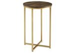 Walker Edison Cora Modern Faux Marble Round Accent Table with X Base, 16 Inch, Dark Walnut and Gold