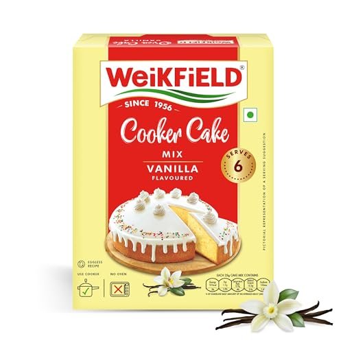 Weikfield Cooker Cake Mix | Vanilla Flavor | No Microwave Needed | 100% Vegetarian | Dry Mix to Make Soft & Yummy Cake | 150 g Carton