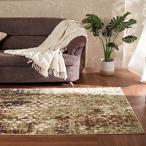 Welspun Wonder-Full Polyester Carpets for Living Room and Bedroom | 4x6 Feet | Color:- Brown | Machine Washable Rugs | Anti-Skid | Fold Mark Resistant | Gel Foam Back | Rectangular Shape