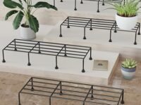 WonderStand Titan Plant Stands (Set of 4) Plant Stand for Balcony Rust Proof Metal Plant Stand for Living Room with 7 Layer Coating (Rectangle Black)