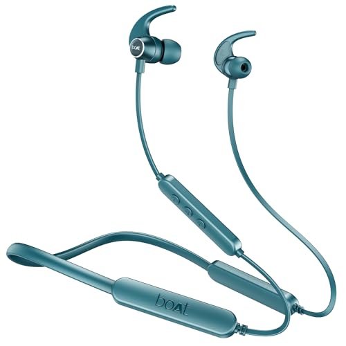 boAt Rockerz 255 Pro+ w/Upto 60 Hours Playback, ASAP Charge(10 Mins=20 Hours), Hearables App Support, Google Fast Pair, Dual Pairing & Bluetooth v5.2, IPX7, in Ear Neckband (Teal Green)