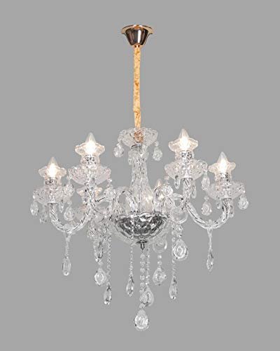 swanart Elegant K9 Crystal Italian Chandelier Light – Luxurious 6-Light Ceiling Fixture, Modern European Design for Living Room, Dining, and Bedroom