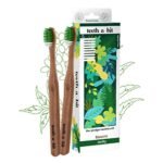 teeth-a-bit The Pledge Therapeutic Neem Toothbrush Adult Hefty Handle with Gum Sensitive Soft Bristles Pack of 2 (Forest Green)