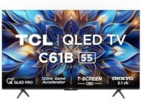 TCL 139 cm (55 inches) 4K Ultra HD Smart QLED Google TV 55C61B (Black)