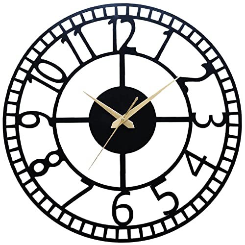 Arabs Modern Metal Wall Clock For Living Room, Bedroom, Office, Kitchen, Stylish Analog Wall Clock For Home And Hall, Designer Big Size Modern Wall Watch 40 Cm, Black