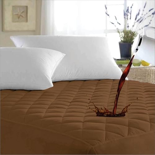 Ayka Waterproof Cotton Quilted Mattress Protector King Size Breathable Hypoallergenic Noiseless Ultra Soft Fitted Bed Protector 84x72 inch Mattress/Bed Cover (King 84x72 inch | 7x6 ft, Brown)