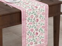 BLOCKS OF INDIA Hand Block Printed Cotton Table Runner For Center/Dining Table (13 X 72 Inches) (Floral), Red, Large