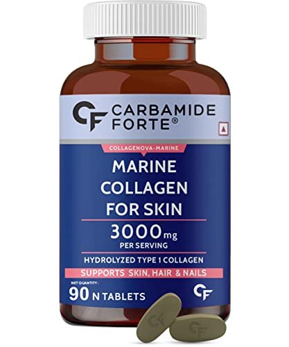 Carbamide Forte Hydrolyzed Marine Collagen Supplements for Women & Men | 3000mg Marine Collagen Tablets for Women & Men | Marine Collagen Peptides with Biotin & Hyaluronic Acid & Hydrolyzed Collagen - Collagen Supplement with Type 1 Marine Collagen Powder | - 90 Collagen Tablets