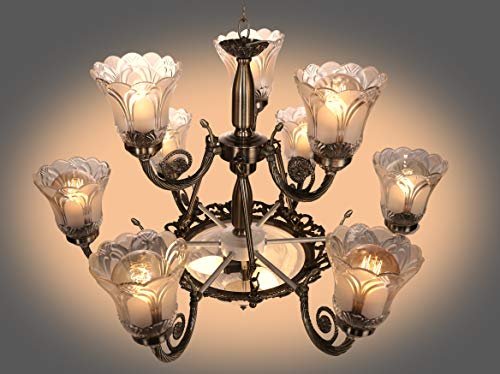 Carsten Antique Design Black Antique Color Chandelier Jhoomer Ceiling Light (12 Light)