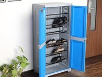 Cello Novelty Big Plastic Shoe Rack with Lock(Blue and Grey)