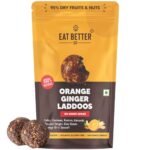 EAT BETTER CO Orange & Ginger Sugar-Free Laddoos | Energy-Bar Replacement | 95% Dry-Fruits | High Protein & Instant Energy - Super Saver Pack Of 20 - Healthy Sweet No Added Sugar, 200 Gms