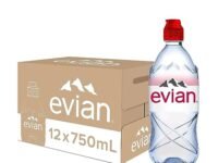 Evian Mineral Water, Naturally Filtered Drinking Water, 750ml Bottled Water Crafted by Nature, Case of 12 x 750ml Sports Cap Water Bottles