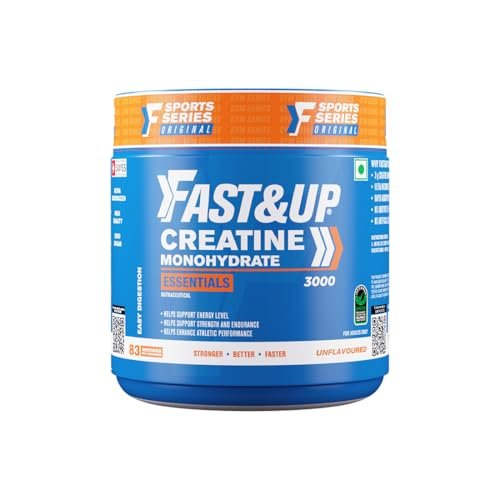 Fast&Up Creatine Monohydrate (Pack of 250g Powder, 83 Servings, Unflavored) Supports Muscle Endurance & Improved Athletic Performance, Provides Energy for Intense Workout