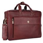 HAMMONDS FLYCATCHER Genuine Leather Office Bag for Men, 15.6 Inch Professional Leather Laptop Bag for Men, Adjustable Strap and Multiple Compartments, Leather Bag for Men - 1 Year Warranty, Brown