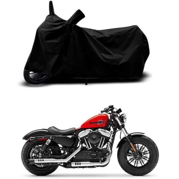 HEDWING Bike Body Cover Compatible for Harley Davidson Forty Eight Water Resistant Dustproof/Indoor/Outdoor and Parking with All Varients Full Body Protection(Colour-Black)