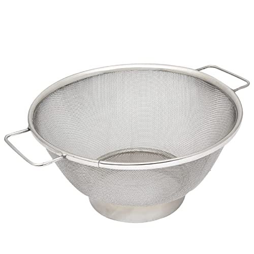 Kuber Industries Small Stainless Steel Colander/Strainer for Pasta, Noodles, Grains, Vegetables and Fruits with Handle (Silver)