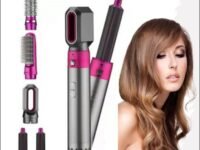 Lambent [20 Years Warranty ] 5-In-1 Curling Stick Set,For Women, Manual Rotating Curling Wand Fast Heating Crimper Wand Curler In All Hair Type, Pink