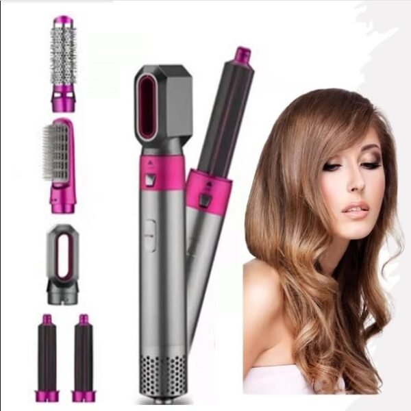 Lambent [20 Years Warranty ] 5-In-1 Curling Stick Set,For Women, Manual Rotating Curling Wand Fast Heating Crimper Wand Curler In All Hair Type, Pink