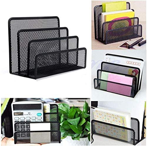 MSA Desk Mail Organizer wishacc Small File Holders Letter Organizer Metal Mesh Document/Filing/Folders/Paper Organizer for Desktop