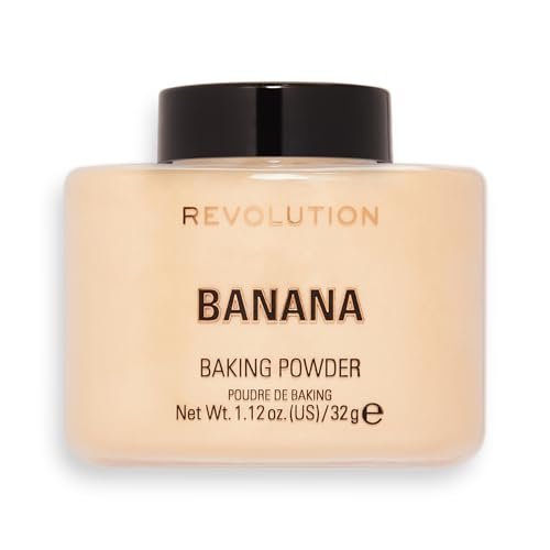 Makeup Revolution, Banana Loose Powder, Makeup Setting Powder, Gives Brighten Skin & Glowing Skin, Provides Long-Lasting Coverage, Reduces Shine for Medium to Dark Skin Tones - 32g