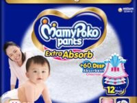 MamyPoko Pants Extra Absorb Baby Diapers, Medium (M), 74 Count, 7-12kg