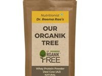 Our Organik Tree Certified Organic Whey Protein Powder Concentrate Grass Fed Free Happy Healthy A2 Desi Cows | Chocolate Flavour | 28g Protein | Rich in BCAAs | Hormone Free | Gluten Free 800gm